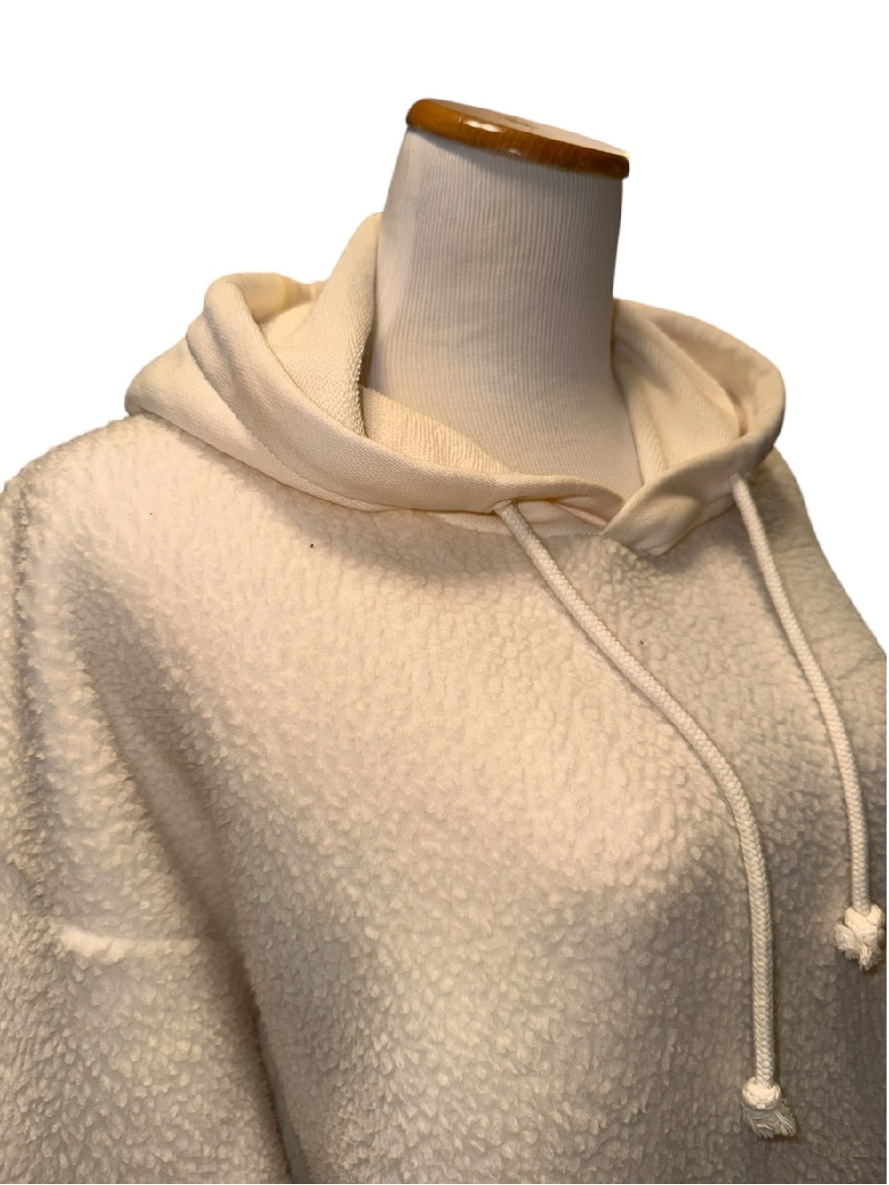 Madewell Cream Sherpa Fleece Pullover Hoodie Kangaroo Pocket Cozy - Picture 4 of 7